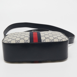 Gucci Beige/Navy Blue GG Supreme Canvas and Leather Ophidia Crossbody Bag