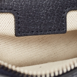 Pre Owned Gucci Navy Blue/Beige GG Supreme and Leather Horsebit 1955 Shoulder Bag