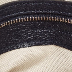 Pre Owned Gucci Navy Blue/Beige GG Supreme and Leather Horsebit 1955 Shoulder Bag