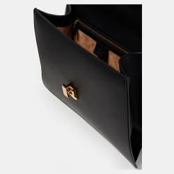 Pre Owned Gucci Black Leather Mini Web Chain Sylvie Top Handle Bag
