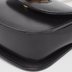 Pre Owned Gucci Black Leather Super Mini 1947 Bamboo Top Handle Bag