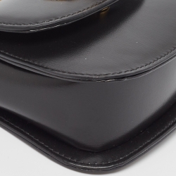 Pre Owned Gucci Black Leather Super Mini 1947 Bamboo Top Handle Bag
