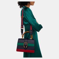 Pre Owned Gucci Tricolor Leather Medium Dionysus Bamboo Top Handle Bag