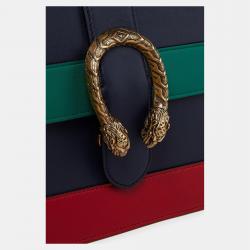 Pre Owned Gucci Tricolor Leather Medium Dionysus Bamboo Top Handle Bag