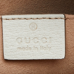 Gucci White Leather Small Ophidia Web Shoulder Bag