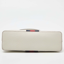 Gucci White Leather Small Ophidia Web Shoulder Bag