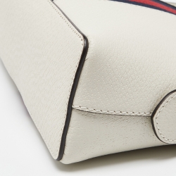 Gucci White Leather Small Ophidia Web Shoulder Bag