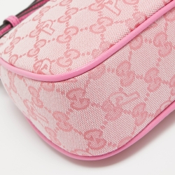 Pre Owned Gucci x Palace Pink GG-P Canvas Half-Moon Mini Bag