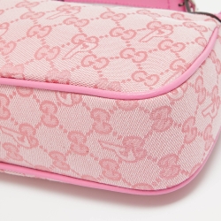 Pre Owned Gucci x Palace Pink GG-P Canvas Half-Moon Mini Bag