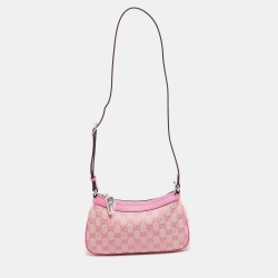 Pre Owned Gucci x Palace Pink GG-P Canvas Half-Moon Mini Bag