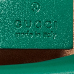 Pre Owned Gucci Green Matelassé Leather Small GG Marmont Shoulder Bag