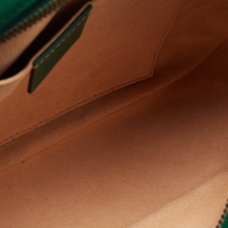 Pre Owned Gucci Green Matelassé Leather Small GG Marmont Shoulder Bag