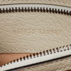 Pre Owned Gucci Cream Leather Small Ophidia GG Web Top Handle Bag