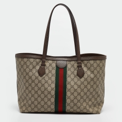 Pre Owned Gucci Beige/Ebony GG Supreme Canvas Medium Ophidia Tote