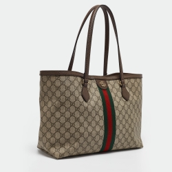 Pre Owned Gucci Beige/Ebony GG Supreme Canvas Medium Ophidia Tote