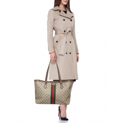 Pre Owned Gucci Beige/Ebony GG Supreme Canvas Medium Ophidia Tote