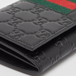 Pre Owned Gucci Black Guccissima Leather New Web Continental Wallet