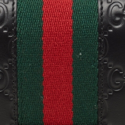 Pre Owned Gucci Black Guccissima Leather New Web Continental Wallet