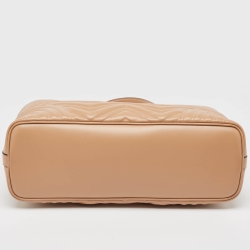 Pre Owned Gucci Beige Matelasse Leather Large GG Marmont Tote