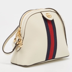 Pre Owned Gucci White Leather Small Ophidia Shoulder Bag