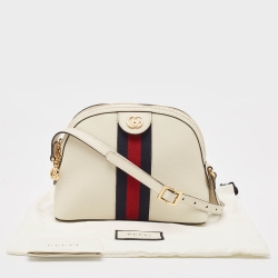 Pre Owned Gucci White Leather Small Ophidia Shoulder Bag