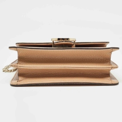 Pre Owned Gucci Beige Leather Small Interlocking G Shoulder Bag