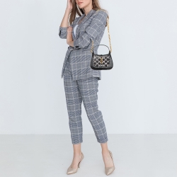 Pre Owned Gucci Black GG Crystal Mesh and Lizard Mini 1961 Jackie Hobo