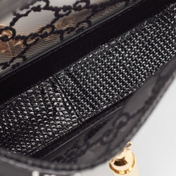 Pre Owned Gucci Black GG Crystal Mesh and Lizard Mini 1961 Jackie Hobo