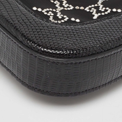 Pre Owned Gucci Black GG Crystal Mesh and Lizard Mini 1961 Jackie Hobo