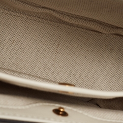 Gucci Off White Leather Small Geometric Print Bamboo 1947 Top Handle Bag