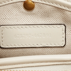 Gucci Off White Leather Small Geometric Print Bamboo 1947 Top Handle Bag