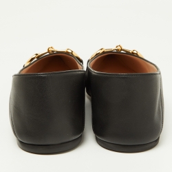 مملوكة مسبقًا Gucci Black Leather Horsebit Chain Detail Mary Jane Ballet Flats Size 39