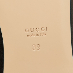 مملوكة مسبقًا Gucci Black Leather Horsebit Chain Detail Mary Jane Ballet Flats Size 39