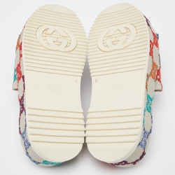 Pre Owned Gucci Multicolor GG Monogram Canvas Angelina Platform Slide Sandals Size 38