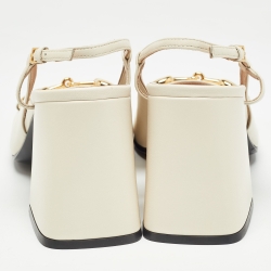 Pre Owned Gucci Cream Leather Horsebit Slingback Pumps Size 40