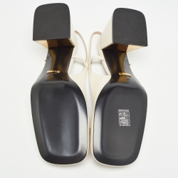 Pre Owned Gucci Cream Leather Horsebit Slingback Pumps Size 40