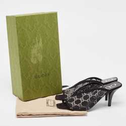 Gucci Black GG Crystal Embellished Mesh Mules Size 39