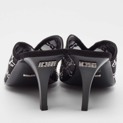 Gucci Black GG Crystal Embellished Mesh Mules Size 39