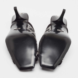 Gucci Black GG Crystal Embellished Mesh Mules Size 39