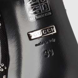 Gucci Black GG Crystal Embellished Mesh Mules Size 39