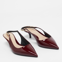 Pre Owned Gucci Burgundy Patent Leather Signoria Slingback Pumps Size 39
