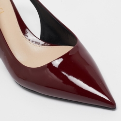 Pre Owned Gucci Burgundy Patent Leather Signoria Slingback Pumps Size 39