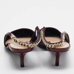 Pre Owned Gucci Burgundy Patent Leather Signoria Slingback Pumps Size 39