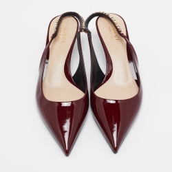 Pre Owned Gucci Burgundy Patent Leather Signoria Slingback Pumps Size 39