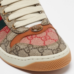 Gucci Multicolor GG Supreme Canvas Screener Sneakers Size 35.5