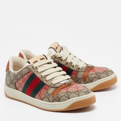 Gucci Multicolor GG Supreme Canvas Screener Sneakers Size 35.5