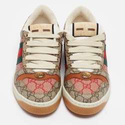 Gucci Multicolor GG Supreme Canvas Screener Sneakers Size 35.5