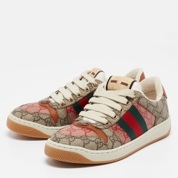 Gucci Multicolor GG Supreme Canvas Screener Sneakers Size 35.5