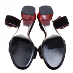 Pre Owned Gucci Black Suede Horsebit Buckle Ankle Strap Block Heel Sandals Size 39