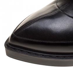 Pre Owned Gucci Black Leather Wimbledon Platform Ankle Boots Size 40.5